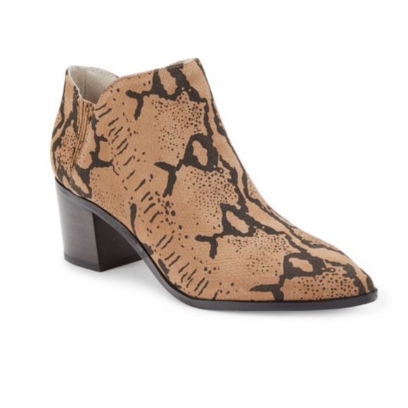 Revel Block Heel Snake Print Leather Booties - Picture 4 of 13